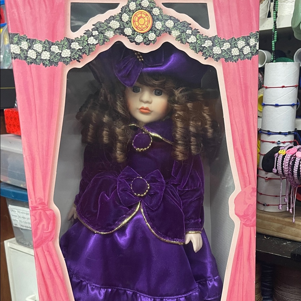 Purple Velvet Doll with Hat Victorian Collection